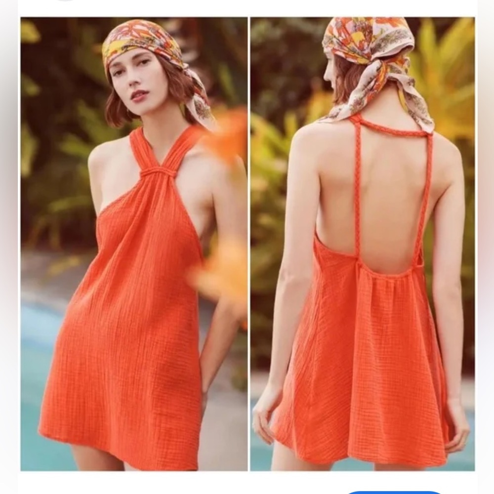 Anthropologie Orange Mini Dress